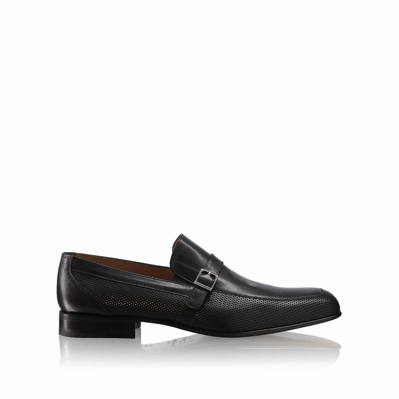 Russell & Bromley Charisma Buckle Detail Loafers Men's Black [PKK10095ZB]